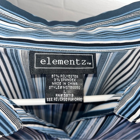 Elementz Blue and White Striped Light Flowy/Boxy Women’s Large Button Up - Picture 3 of 5